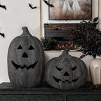 Halloween Decor - Black Handmade Terracotta Jack O Lantern Pumpkin - Image 5