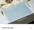 Leetaltree Woven Vinyl Placemats Set of 24, Mist Blue Sequin - Image 4