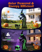 Lewondr 2 Pack Metal Witch Halloween Decorations Outdoor - Image 2