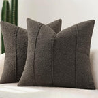 YCOLL Textured Boucle Throw Pillow Covers 20x20 Pack of 2 - Soft Neutral Striped Cushion Covers, Cozy Accent Decorative Pillow Covers for Couch, Sofa, Bed, Living Room (Dark Gray) by PillowCoversExpert