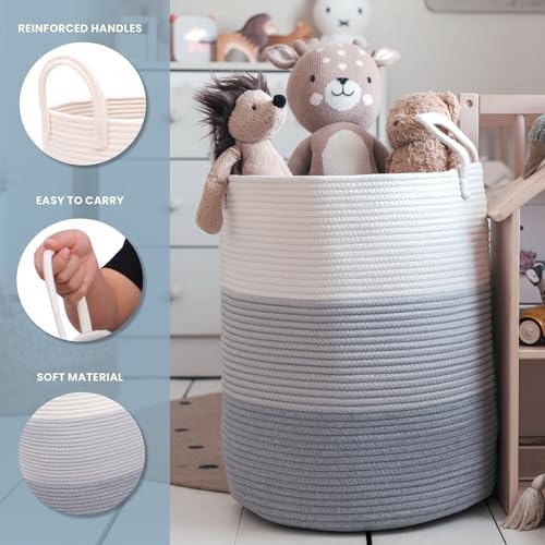 OrganiHaus Tall Cotton Rope Laundry Basket & Hamper, Blanket Storage 52L - Image 3
