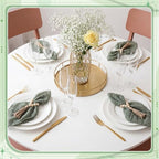Cheesecloth Napkins with Wooden Bead Napkin Rings Set, 12 Gauze Cloth 20x20 Inch Dinner Napkins and 12 Boho Wood Bead Napkin Ring Holders for Wedding, Baby Shower, Bridal Shower(Green) - Image 6