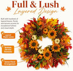 28 Inch Large Fall Sunflower Wreath for Front Door with Caramel Sunflowers - Image 4