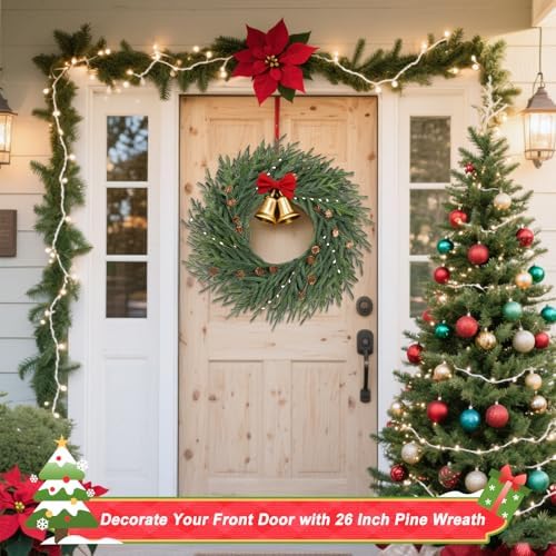 Artgar 26 Inch Pine Wreath - Christmas Wreaths for Front Door - Image 4