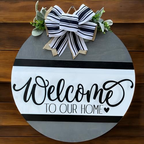 Wood front door sign Wood sign Home decor Welcome sign Sign for front door House warming gift Wedding gift (Welcome to our home-UV096(A1) S004, 11" Width) - Image 2