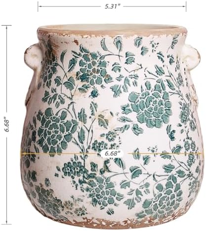 Tuscan Ceramic Planters & Kitchen Utensil Holder, 6.68" Vintage Plant Pots - Image 3