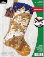 Bucilla Felt Applique 18" Stocking Making Kit, Sacred Night, Perfect for DIY Arts and Crafts Projects by Bucilla