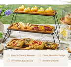 Homesphere 3 Tiered Tray Stand - Acacia Wood 3 Tier Serving Tray, Cupcake, Cake, Charcuterie Boards & Food Stand, Dessert Table Display Set, Wooden Party Serving Platters with Foldable Metal Supports - Image 6