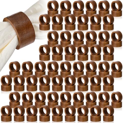 Zhehao 100 Pcs Wood Napkin Rings Bulk Acacia Napkin Buckles for Table Decor by Zhehao