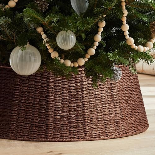Hommtina Christmas Tree Collar- 26",Christmas Tree Base Christmas Tree Basket Collar for Home, Living Room,for Covering Tree Stand (Brown, 26 in) by Hommtina