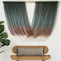 Macrame Wall Hanging Dip-Dye Green Boho Wall Decor Chic Fiber Yarn Wall Art Craftsmanship Bedroom Livingroom Nursery Apartment Home Decor 57" W x 35" L by FLBER