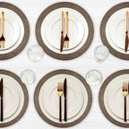 Placemats Set of 6 – Round 15” Faux Leather Table Mats for Dining, Heat Resistant & Non-Slip Washable Table, Indoor, Outdoor, Dining Table Set for 6, Modern Kitchen & Holiday Use, Bronze by Homewear