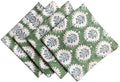 ATOSII Cotton Blockprint Cloth Napkins, Kari Green, Set of 4, 20" X 20" by ATOSII