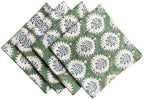 ATOSII Cotton Blockprint Cloth Napkins, Kari Green, Set of 4, 20" X 20" by ATOSII