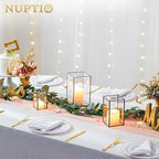 NUPTIO Hurricane Glass Candle Holders: 6 Pcs Clear Lantern Pillar Candles Holder with Black Metal Frame Modern Candle Lanterns Centerpiece for Wedding Ceremony Holiday Decoration 8.1 & 6.5 & 4.7 inch - Image 5
