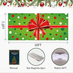 Garage Door Christmas Cover 7x16FT: Garage Bow Gif Box Christmas Decorations with Bar Magnets & Ropes, Holiday Garage Door Banner Decorative Xmas for Indoor Outdoor [Include Installation Instructions] - Image 3