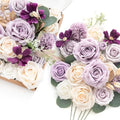 Ling's moment Purple Artificial Wedding Flowers Grand Combo, Lilac & Cream by LingsMoment