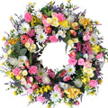 idyllic 22 Inch Spring Summer Wild Flower Front Door Wreath, Everyday Greenery Leaves for Indoor and Outdoor Use, Rustic Farmhouse Style Home Wreath Decor by idyllic