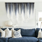 Macrame Wall Hanging Dip-Dyed Navy Blue Boho Wall Art Yarn 57" W*41" L - Image 2