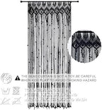 Black Gothic Tapestry Curtains, Moody Boho Macrame Wall Hanging for Bedroom Living Room Whimsigoth Decor, 36" W x 84" L - Image 3