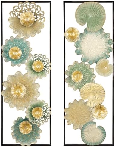 Arborus Metal Wall Art, Set of 2 Large Mordern Rectangular Wall Panels, Abstract Minimalist Flower Wall Décor for Living Room, Bedroom, Kitchen, Hallway Decoration by Arborus