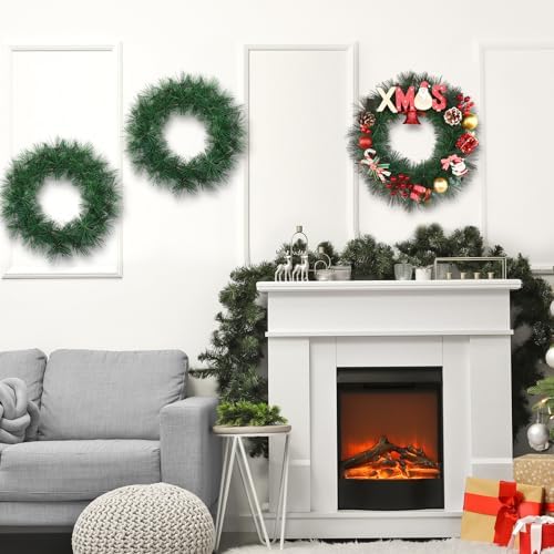 Zeyune 8 Pcs 14" Christmas DIY Green Wreath Artificial Wreath, Pine Needle - Image 5