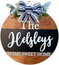 Wood front door sign Wood sign Home decor Welcome sign Sign for front door House warming gift Wedding gift (Last Name Home Sweet Home-DS002(A1) S003, 11" Width) by Unknown