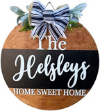 Wood front door sign Wood sign Home decor Welcome sign Sign for front door House warming gift Wedding gift (Last Name Home Sweet Home-DS002(A1) S003, 11" Width) by Unknown