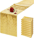 10 Packs 12 x 72 inches Gold Sequin Table Runner by VHH