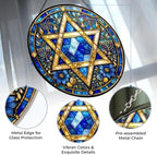 Star of David Hanukkah Stained Glass Wall Hanging 7.9" - Image 2