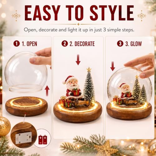 Funtery 6 Pcs 3.15 Inch Christmas Glass Display Dome Cloche Glass Globe - Image 4