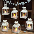 TRIROCKS 6 Pcs Small Metal Candle Lanterns Vintage Hanging House Tealight Lantern Decorative Candle Tea Light Holders for Table Valentine Patio Indoor Outdoor Gifts(White with Gold Brush) by TRIROCKS