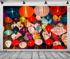 BELECO 10x6.5ft Fabric Colorful Lanterns Backdrop Asian Vietnam Chinese Lanterns Background Chinese Lunar New Year Spring Festival Party Decorations Holiday Portrait Photoshoot Studio Props - Image 2
