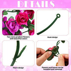 12 Pcs 100ft Flower Garland Artificial Rose Vine with GreenLeave, Purple - Image 3