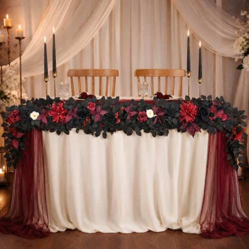 Waipfaru 2Pcs Halloween Garland, Artificial Rose Flower Garland for Mantle - Image 3