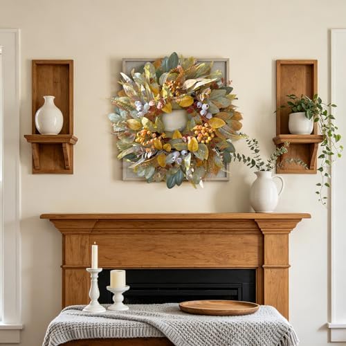 WANNA-CUL 22 Inch Eucalyptus Fall Front Door Wreath Harvest Farmhouse Decor - Image 3