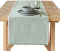 Over&Back 18x90 Woven Frayed Chambray Cotton Table Runner - Washable Table Runners for a Custom Home Decor Tablescape - Hand-Finished Frayed Edges - Coffee Table, Dinner Table, Living Room - Green by overback