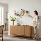 36" 3D Ginkgo Leaf Metal Wall Clock for Home Wall Decor - Image 4