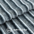 decorUhome Fall Faux Fur Throw Pillow Covers 24x24 Set of 2 Blue Grey - Image 3