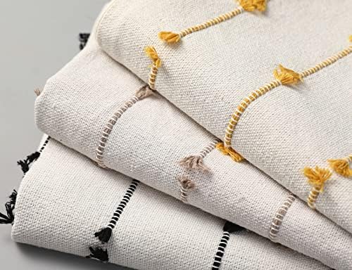NUYECY Set of 2 Boho Throw Pillow Covers 22x22,Stone Grey and White Neutral Couch Pillow Case with Tassel Fringe Decorative,Modern Accent Farmhouse Cushion Covers for Sofa Couch Bed Living Room - Image 5