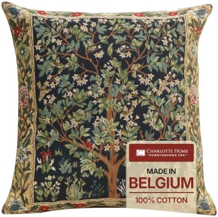 William Morris Blue Tree of Life III Tapestry Throw Pillow Cover 18 x 18 in by CCharlotteHomeFurnishings