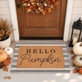 Tinideya 2 Pcs Hello Pumpkin Layered Doormat Set with Stripe Rug by Tinideya