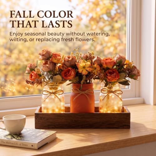 Fall Mason Jar Table Centerpieces with LED Fairy Lights, Fall Decor - Image 3