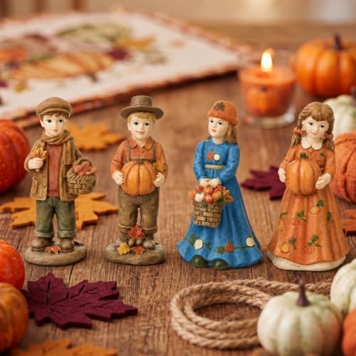 Thyle 4 Pcs Vintage Fall Figurines Decorations for Home - Image 2