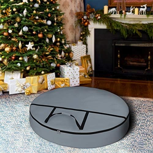 Covers & All Christmas Wreath Storage Bag 18 Oz with Carrying Handle & Dual Zipper - 100% Water Resistant Durable Material Storage Bag - Holiday Xmas Tear Resistant Bag (30" Dia x 7" H, Grey) by CoversAll
