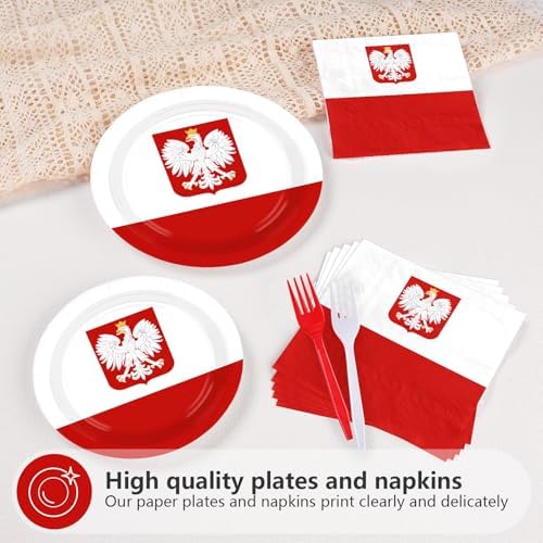96 Pcs Poland Flag Party National Country Decorations, Serves 24 - Image 3