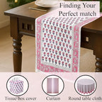 CPC Pink Sapphire Block Print Cotton Table Runner 16x90 Inch Long Runner - Image 7