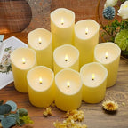 Nimiko Flameless Candles with Remote, Battery Operated Flickering Flameless Candles, LED Candles with Timer 2/4/6/8H, with Realistic LED Candles Set of 9 (D3 x H 3" 4" 5" 6" 7") (Ivory) - Image 6