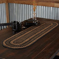 VHC Brands Farmhouse Primitive Jute Black Striped Oval Table Runner Decor 13"x48" by VHCBrands