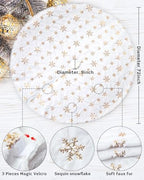 COOLWUFAN 72 Inches Faux Fur Christmas Tree Skirt, Gold Sequin Snowflake - Image 4